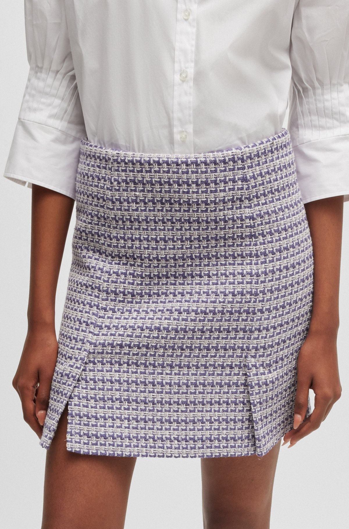 PATTERNED MINI SKIRT IN A COTTON BLEND - 5