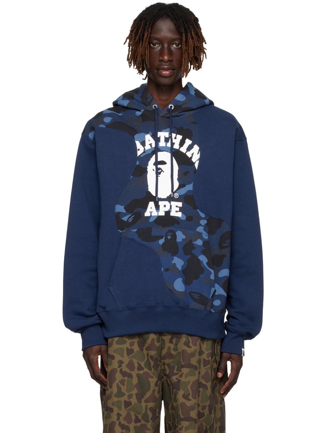 Navy Color Camo Hoodie - 1
