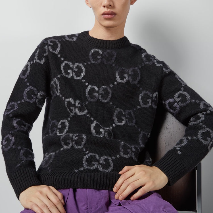 Gucci Wool Jumper With GG Intarsia 'Black' 770509-XKDSJ-1152 - 2
