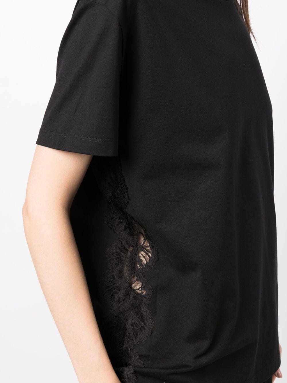 lace-detailing cotton T-shirt - 10