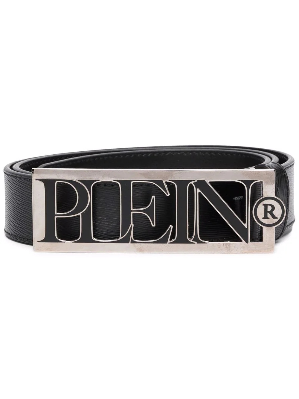 logo-plaque leather belt - 1