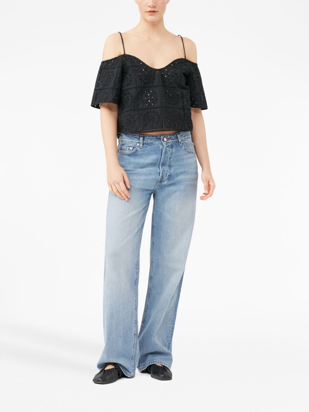 broderie anglaise cropped top - 2
