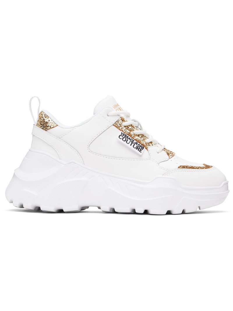 White Speedtrack Low Top Sneakers 1