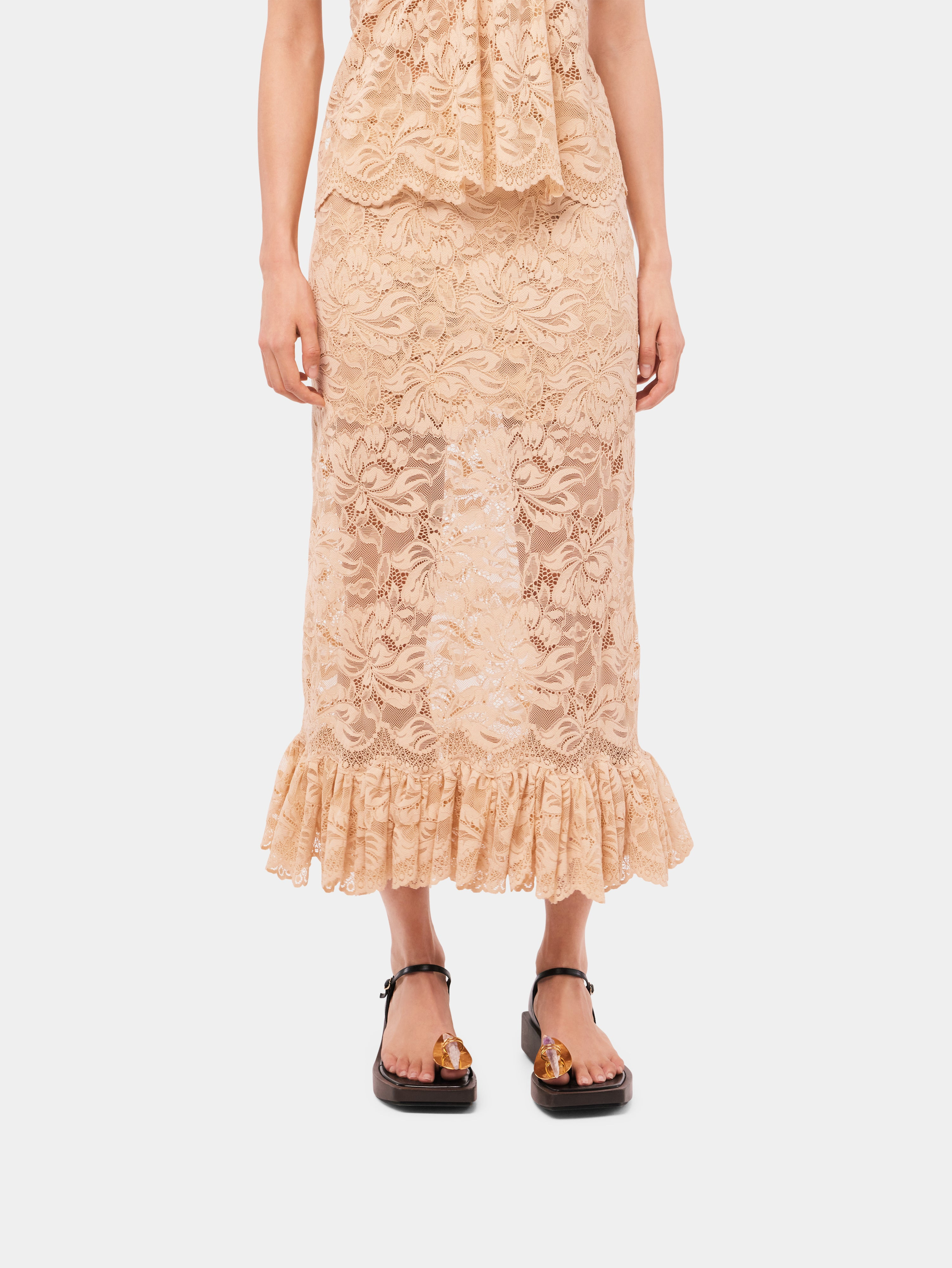 LONG RAFFIA COLORED SKIRT IN LACE - 4