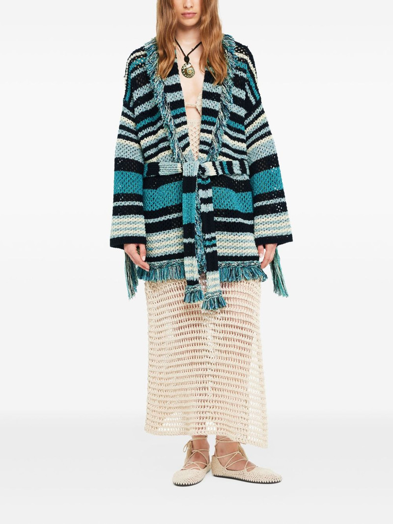Alanui Ocean Stripes fringed cardigan outlook