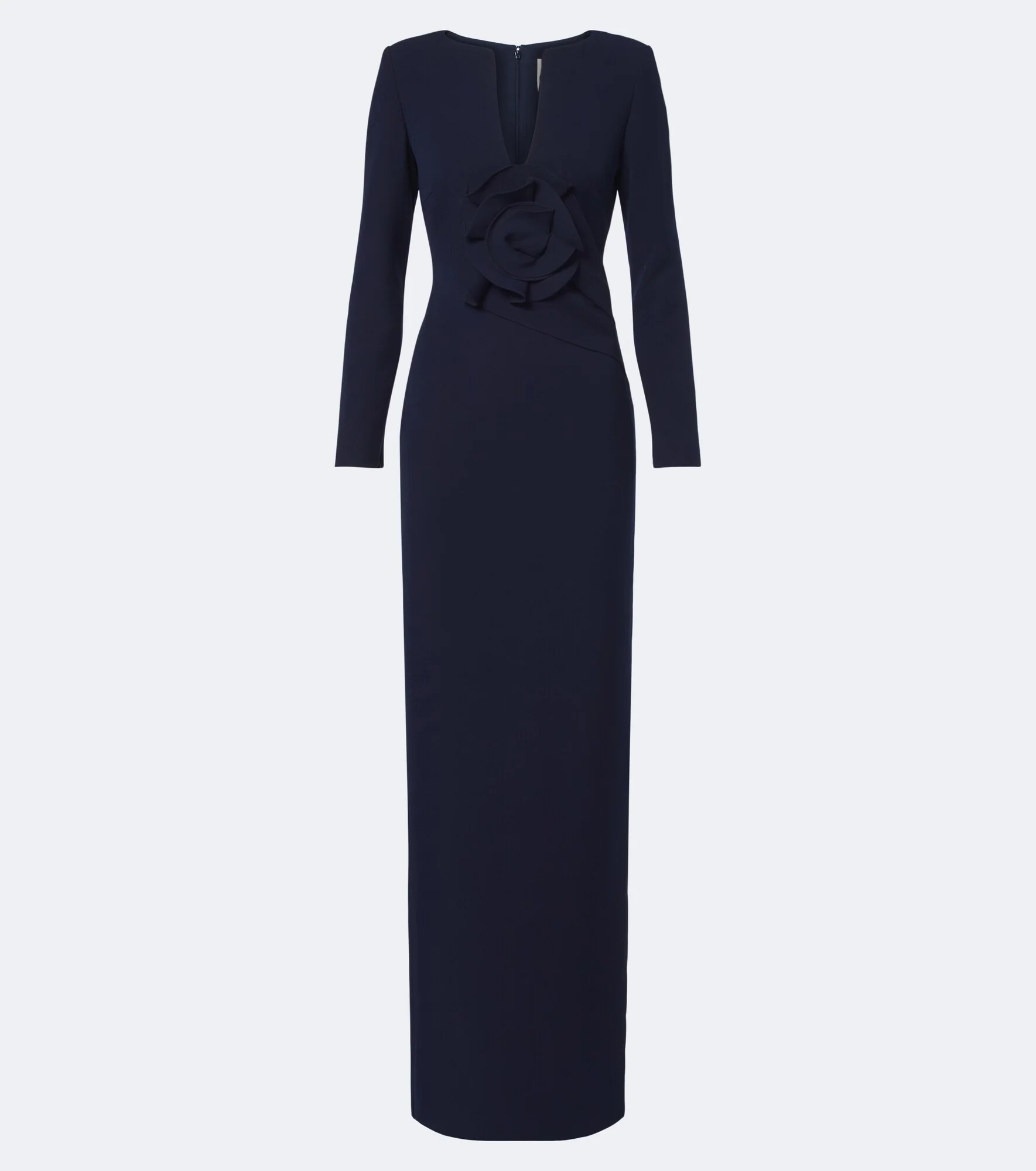 Floral-appliqué crêpe gown - 1