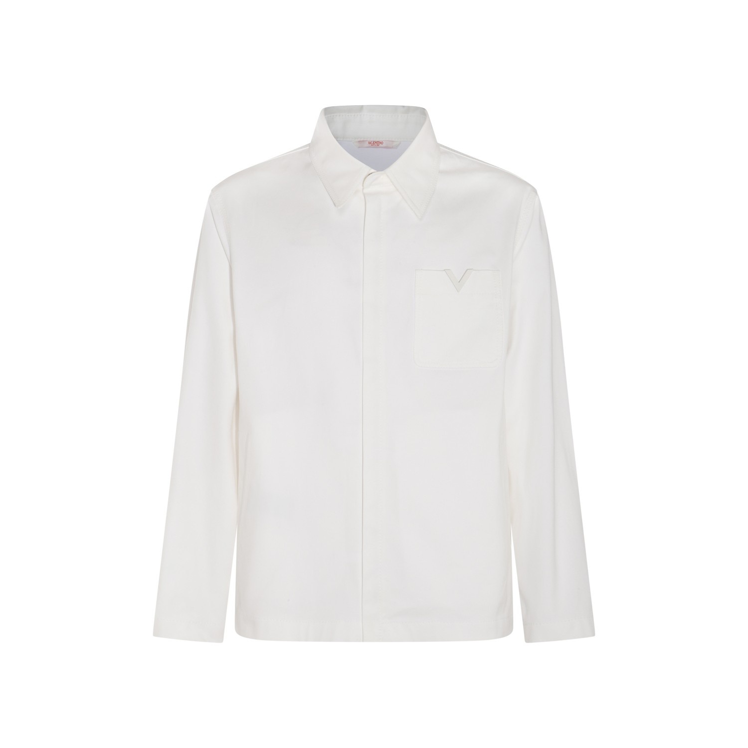 WHITE COTTON BLEND SHIRT JACKET - 1