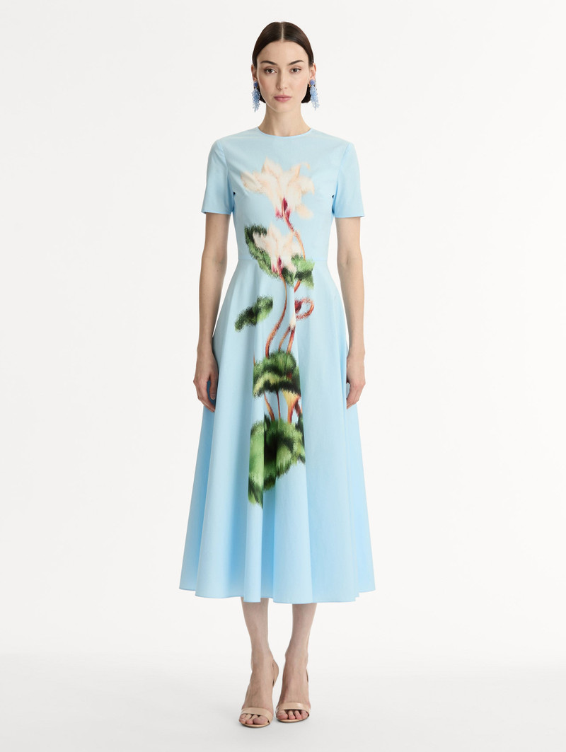 Oscar de la Renta CHINÉ CYCLAMEN COTTON POPLIN DRESS outlook