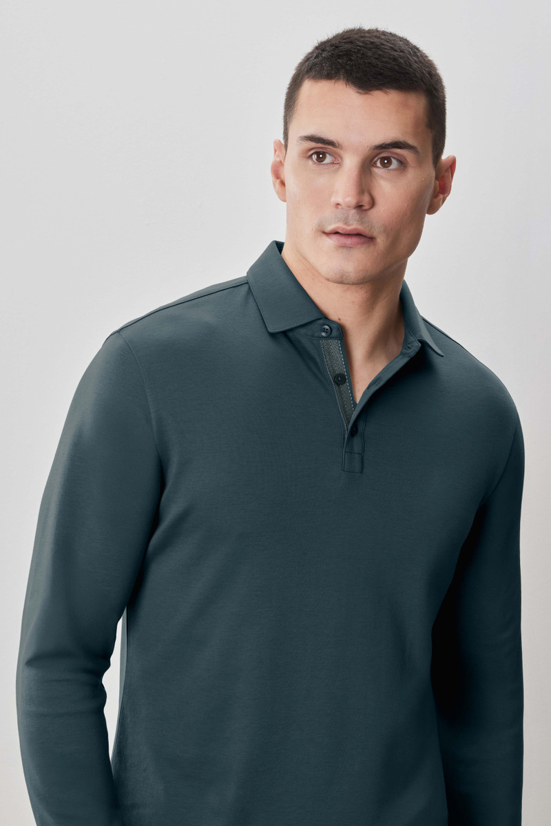 The Barakett Long Sleeve Herringbone Polo 2