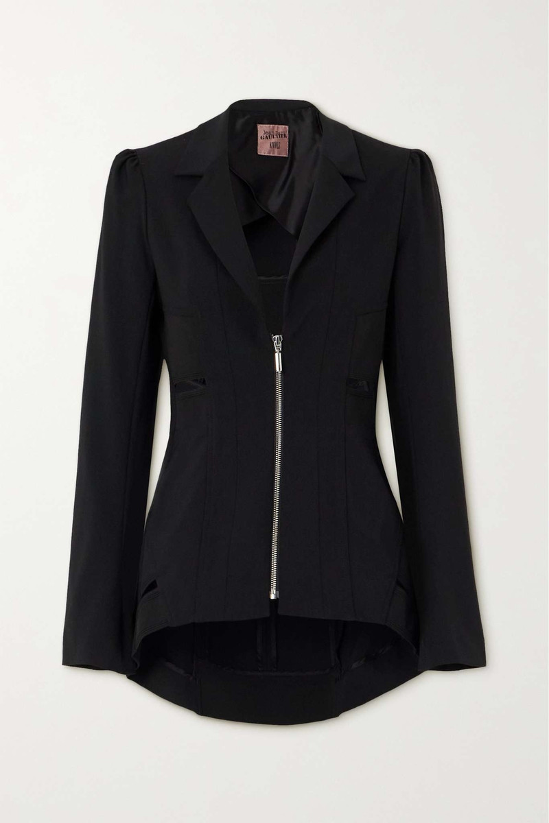 + KNWLS cutout paneled stretch-crepe blazer 1