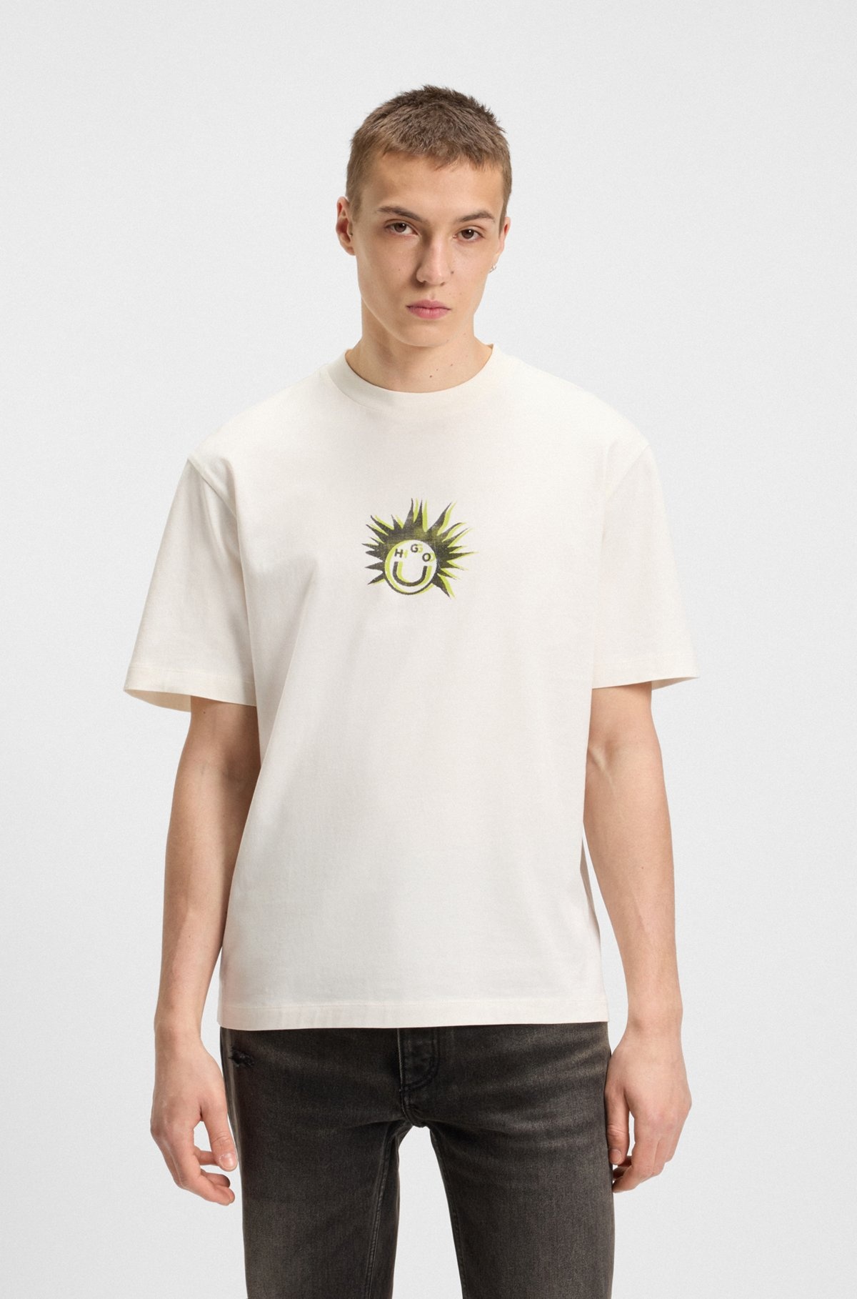 COTTON-JERSEY T-SHIRT WITH HAPPY HUGO ARTWORK - 2