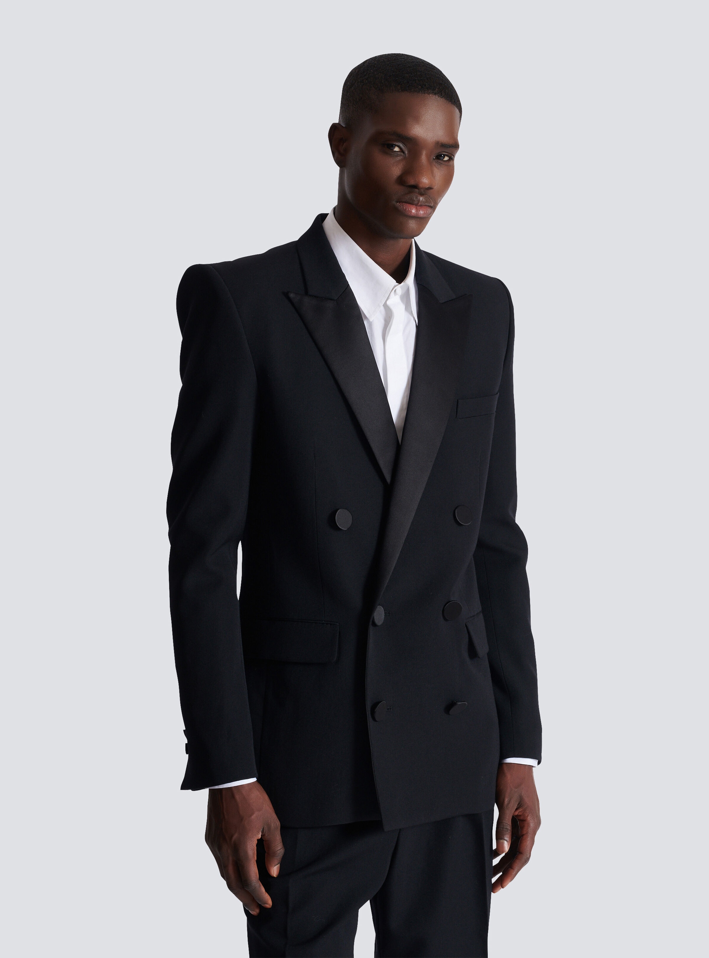 Grain de poudre blazer with satin lapels - 6