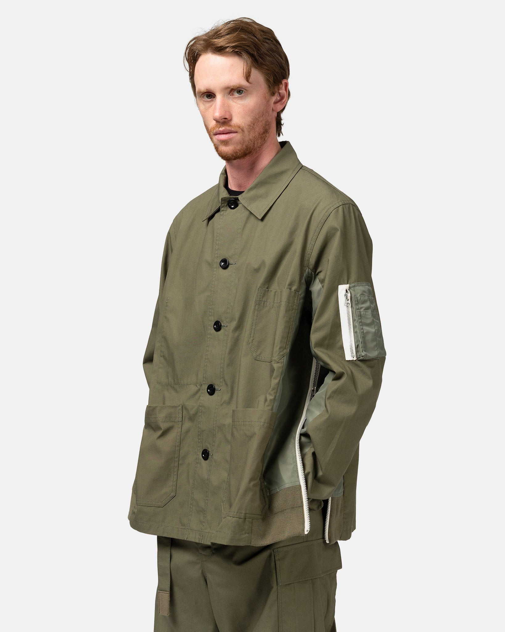 Cotton Nylon Oxford Jacket Khaki - 4