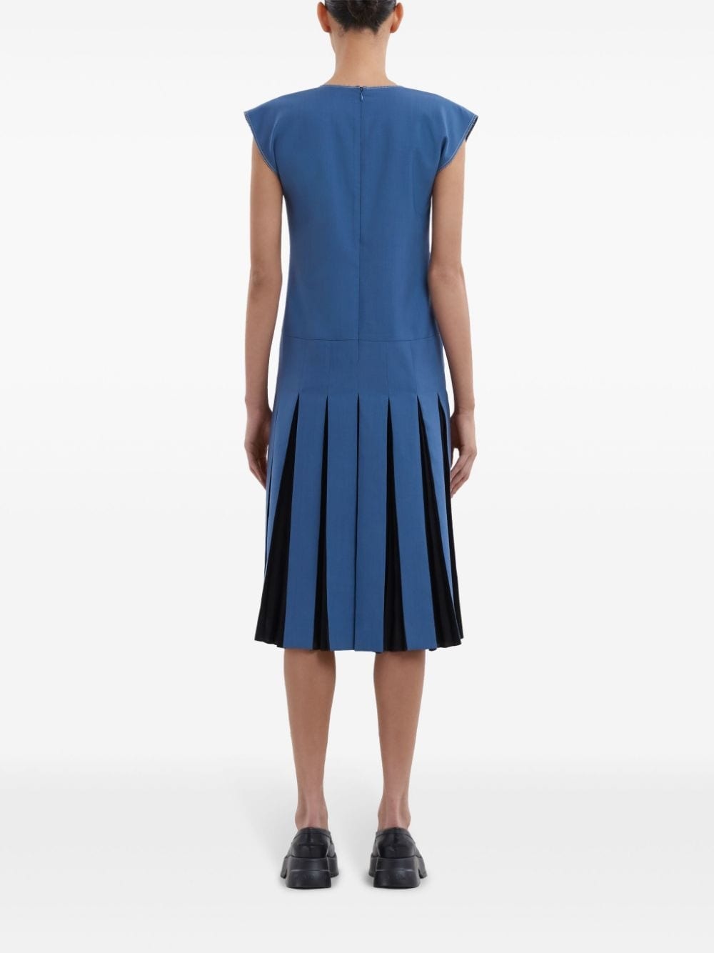 pleated twill midi dress - 3