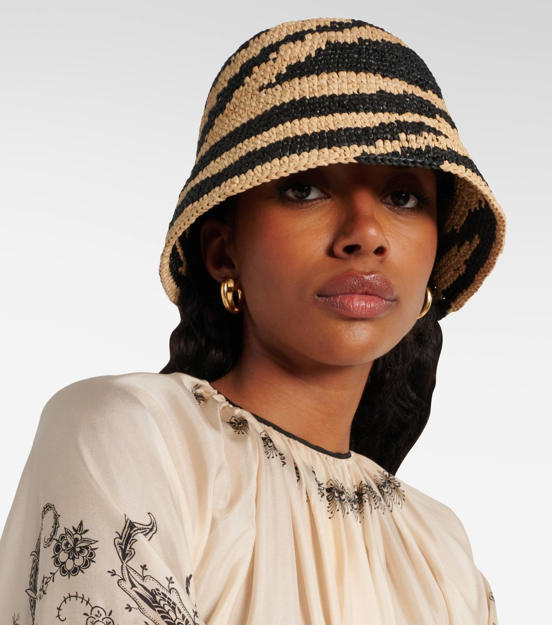Zebra-print raffia bucket hat - 2