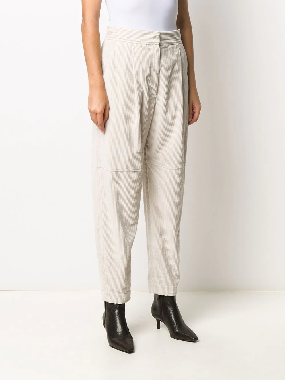 tapered leg corduroy trousers - 3