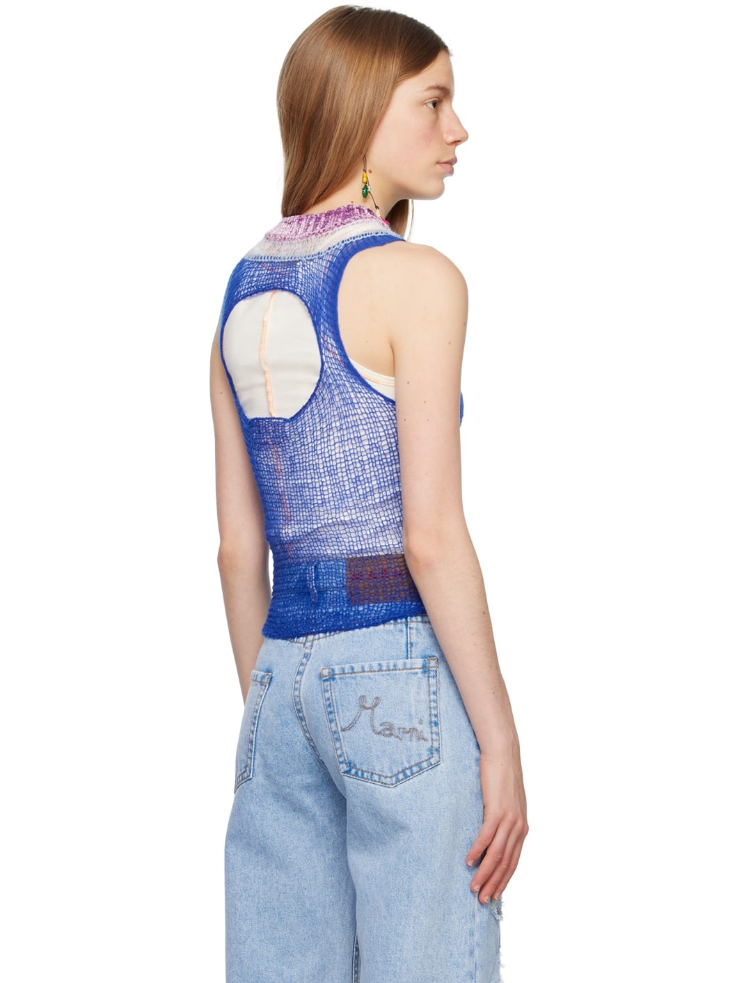 Blue Cutout Tank Top - 3