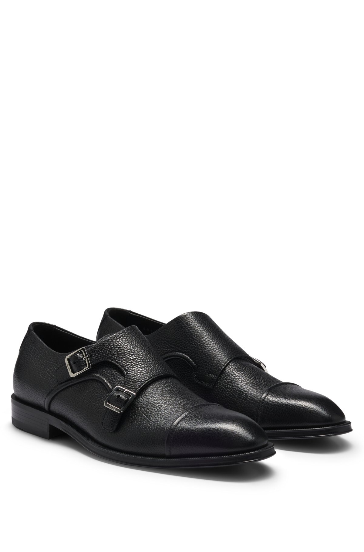ITALIAN-MADE DOUBLE-STRAP MONK SHOES IN GRAINED LEATHER - 2