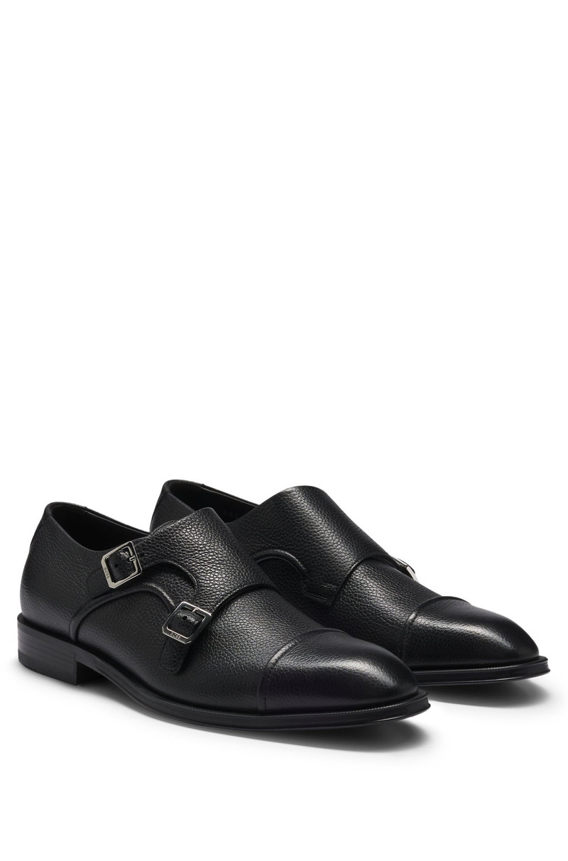 ITALIAN-MADE DOUBLE-STRAP MONK SHOES IN GRAINED LEATHER 2