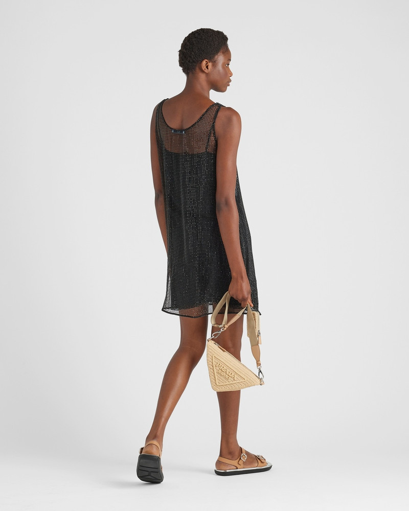 Prada Rhinestone embroidered mesh mini-dress - P3F40R_1WPH_F0002_S_212 |  REVERSIBLE