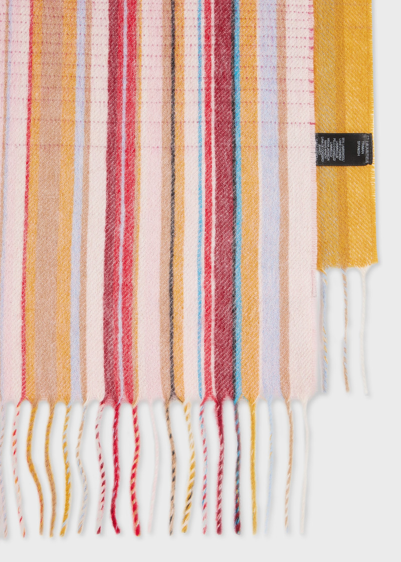 Paul Smith Women's Pink Gradient 'Signature Stripe' Lambswool-Cashmere Scarf outlook
