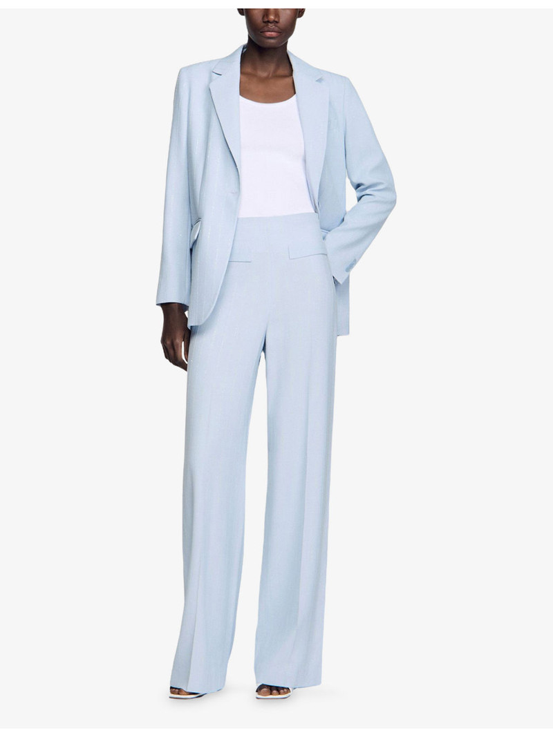 Sandro Striped Sequin-Embellished Woven Trousers outlook