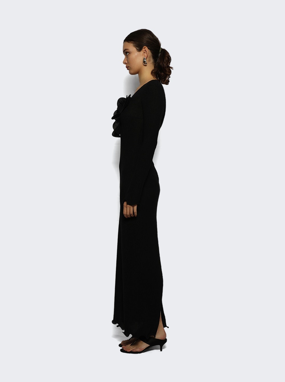 Crepe Beach Maxi Dress Black - 3