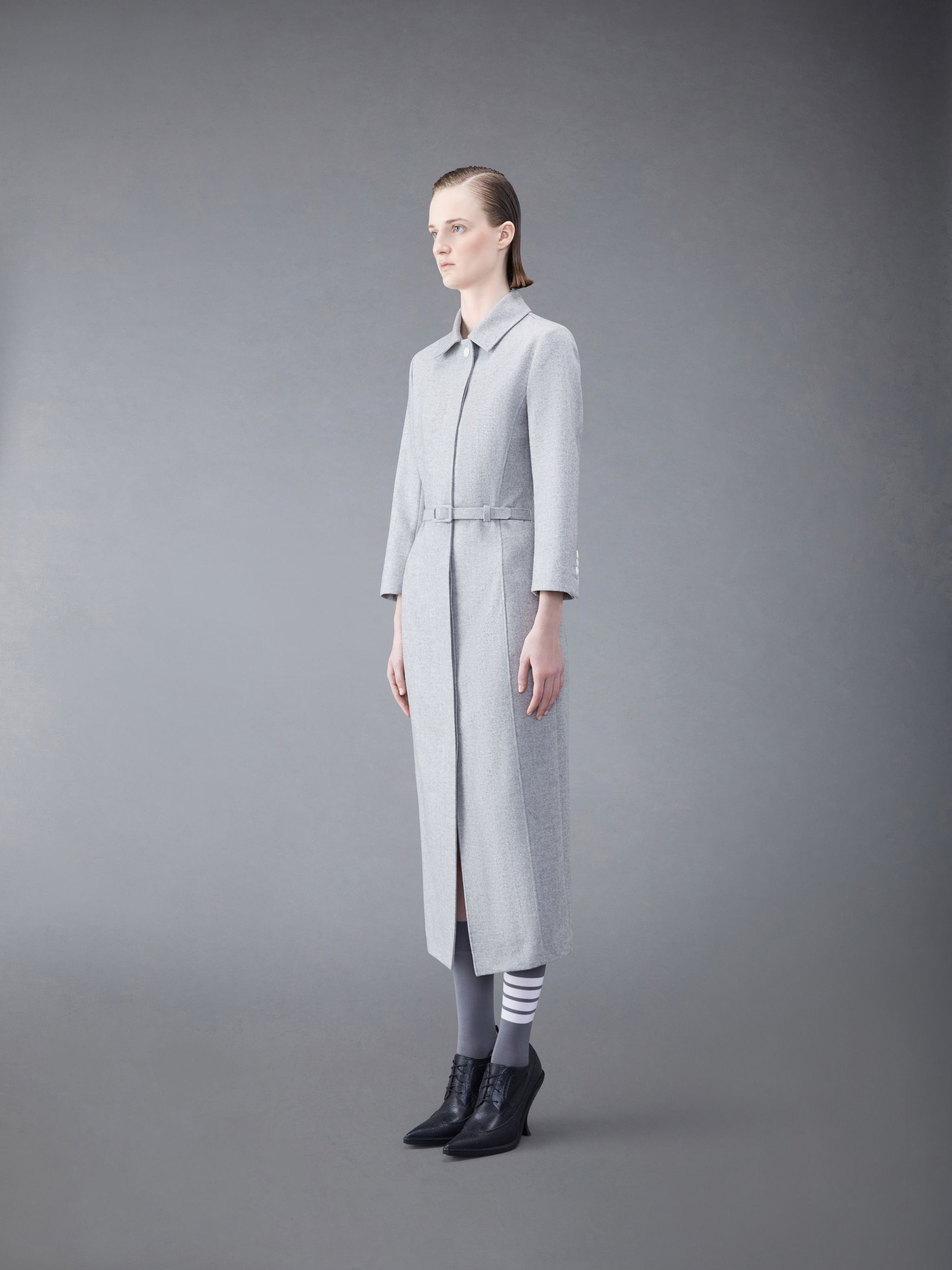 Wool Flannel Bal Collar Pencil Dress - 2