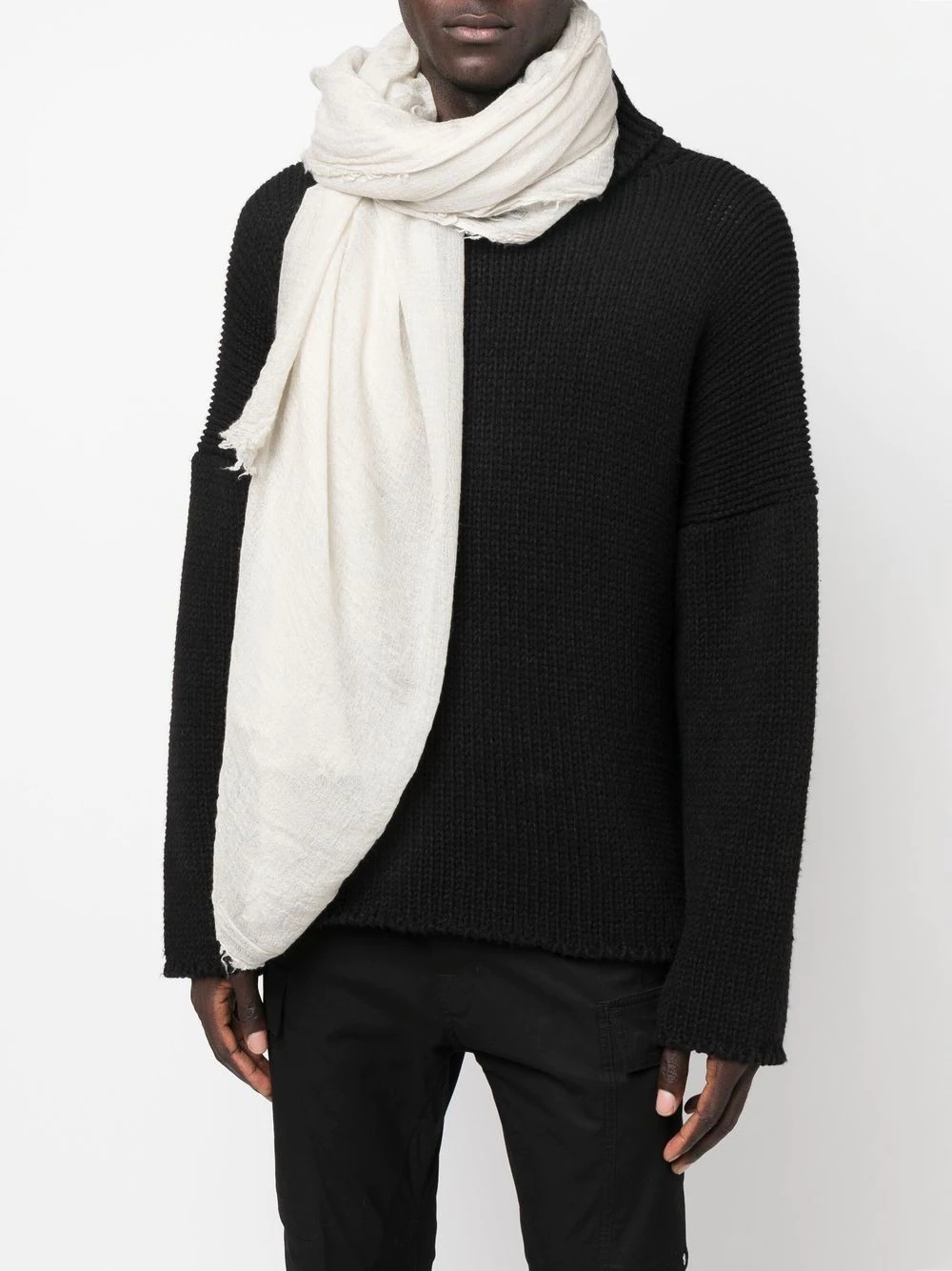 frayed cashmere-silk scarf - 2