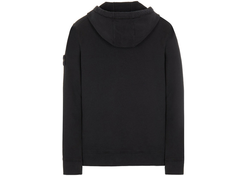 Stone Island Stone Island 64220 Brushed Cotton Fleece Zip Up Hooded Sweatshirt Black outlook