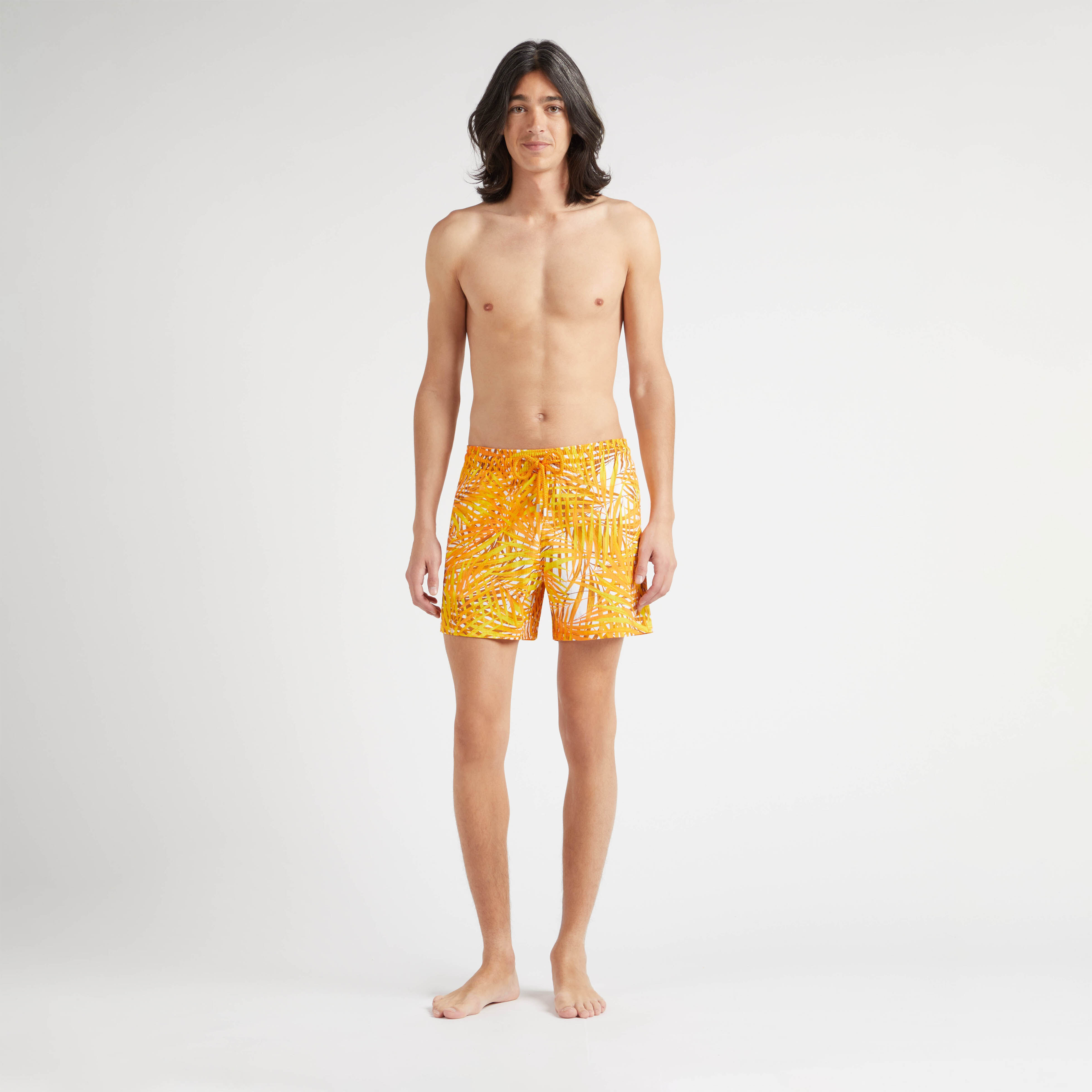 Men Stretch Short Swim Trunks Palm Leaves - 3
