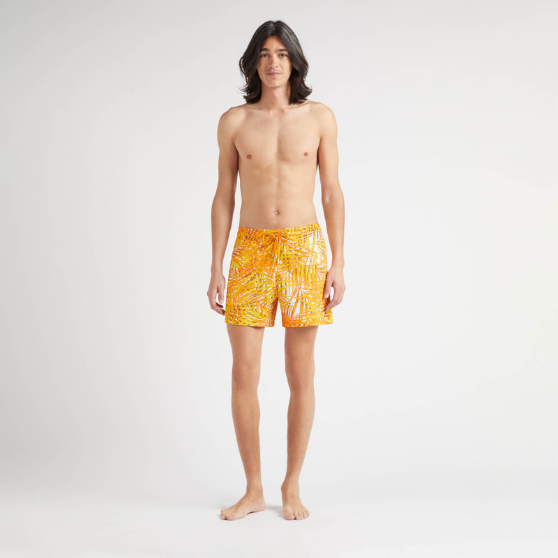 Vilebrequin Men Stretch Short Swim Trunks Palm Leaves outlook