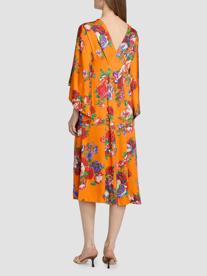 Women's Floral Jersey Draped Midi-Dress - Multi Orange 5