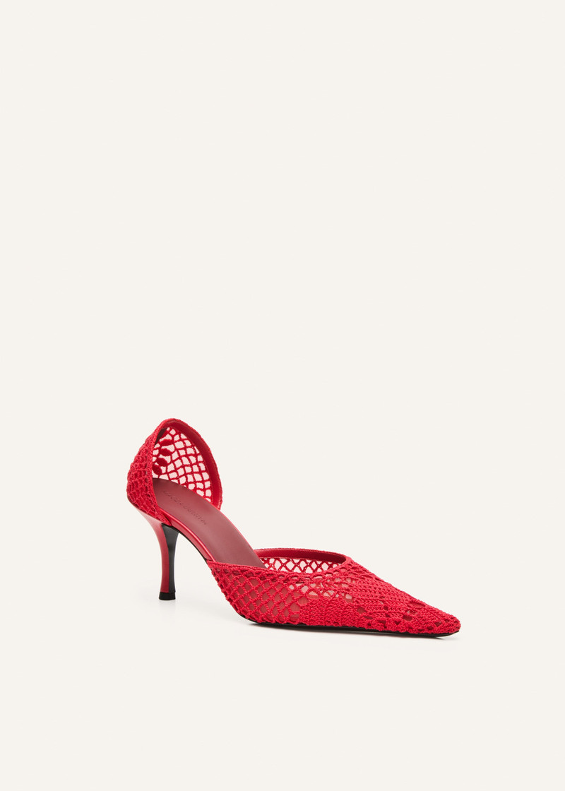 MAGDA BUTRYM Kitten pointed crochet heels in red outlook