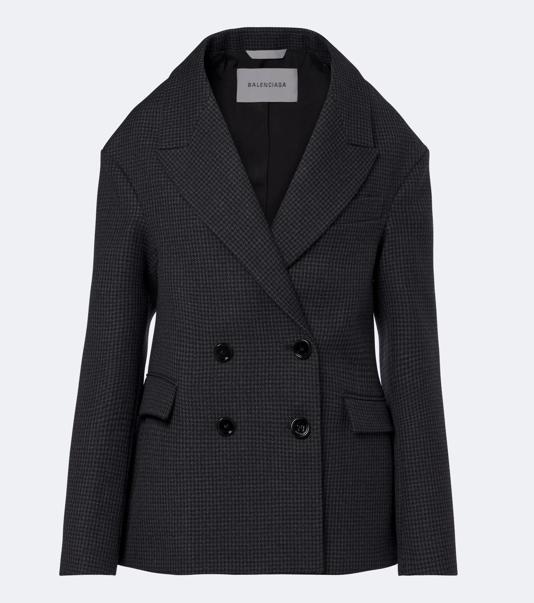 Houndstooth double-breasted wool jacket - 1