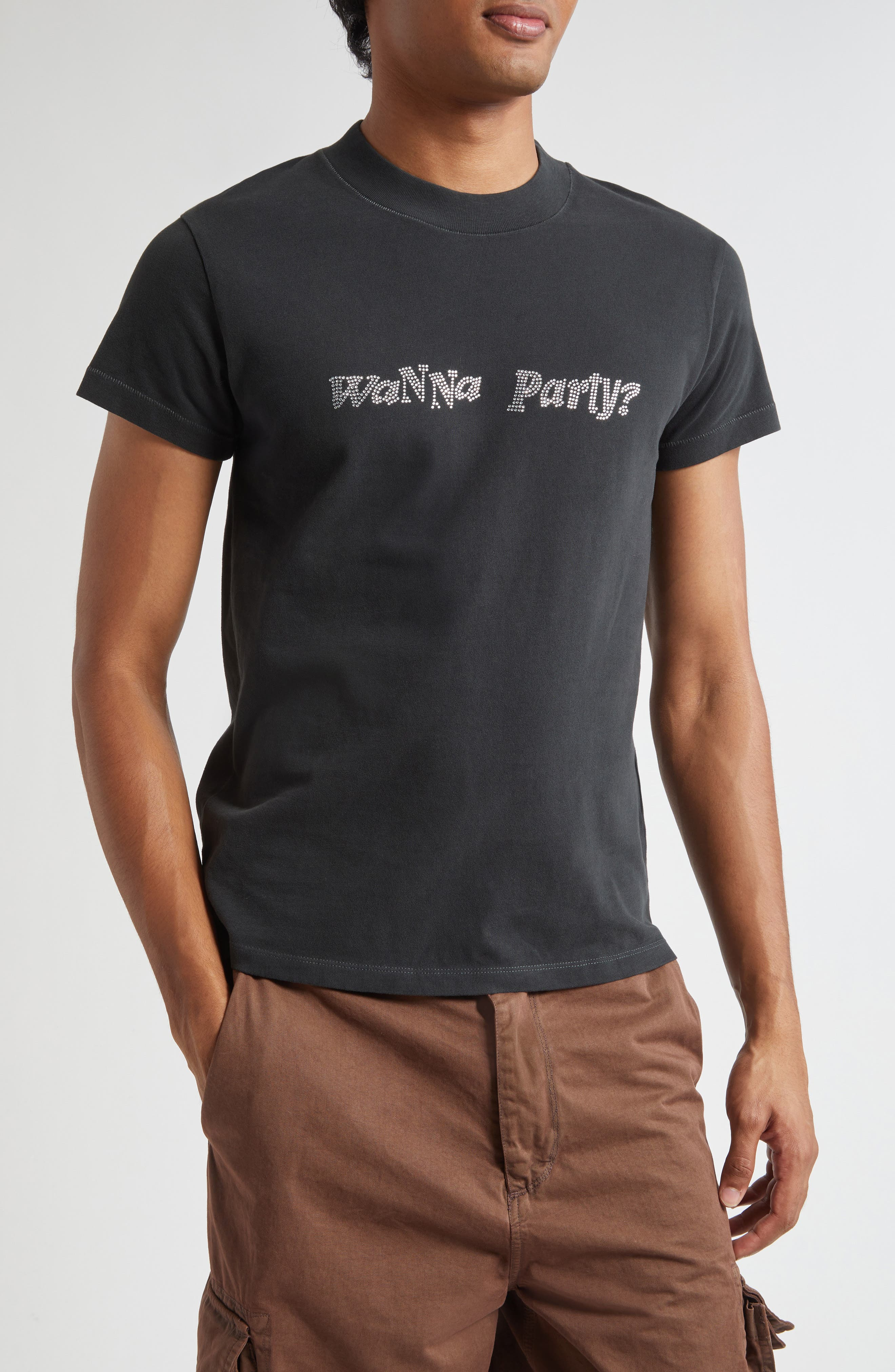 ERL Gender Inclusive Crystal Embellished Wanna Party T-Shirt in Black at Nordstrom - 1
