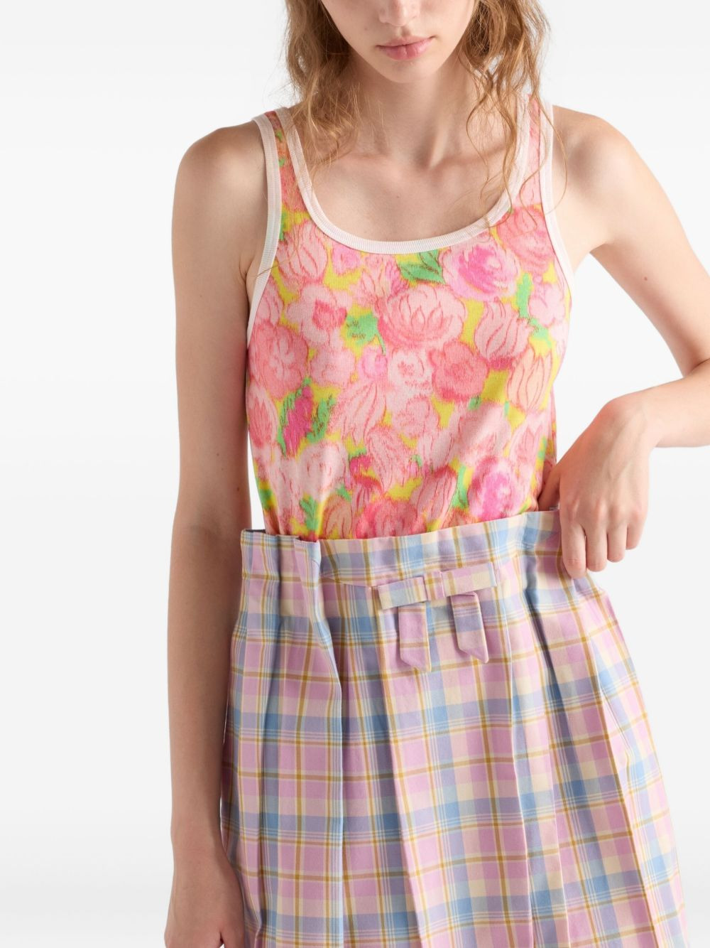 floral-print ribbed tank top - 4