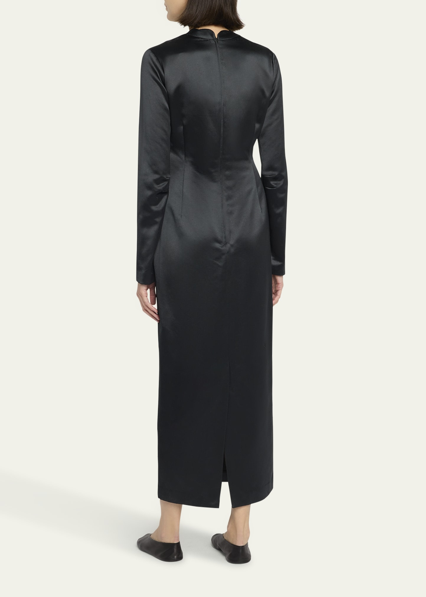 Mitzi Long-Sleeve Silk Satin Dress - 3