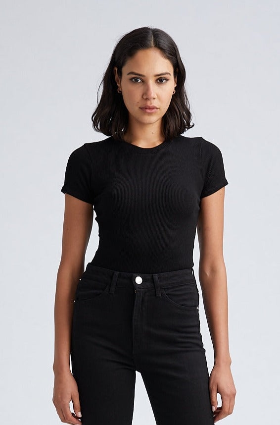 BLACK RIB BABY TEE - 1