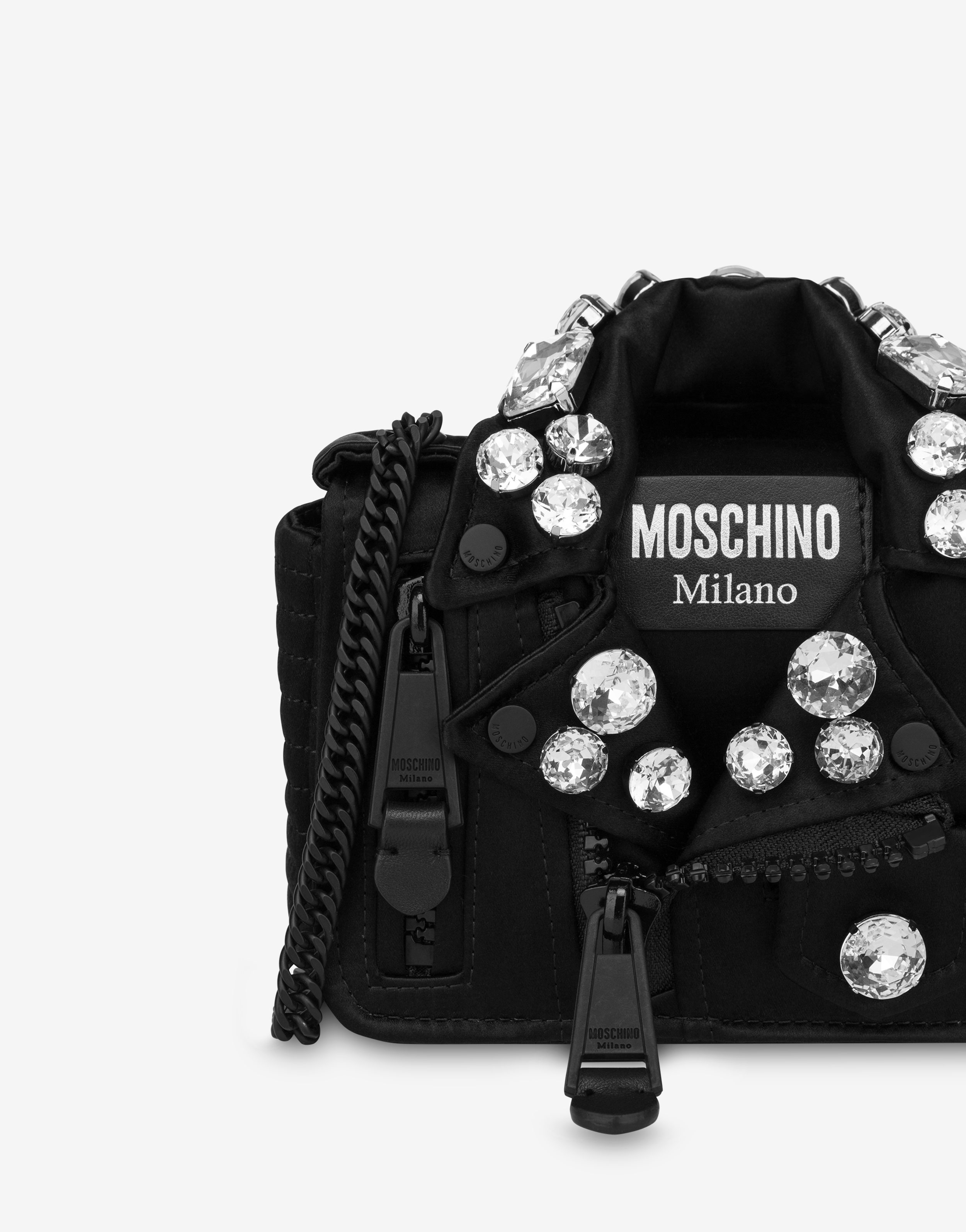 SMALL MOSCHINO BIKER BAG WITH JEWEL STONES - 4