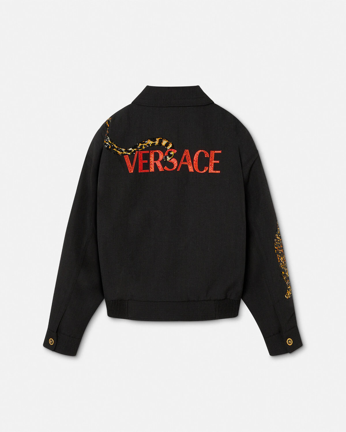 Versace Leopard Mélange Wool Blouson Jacket - 3