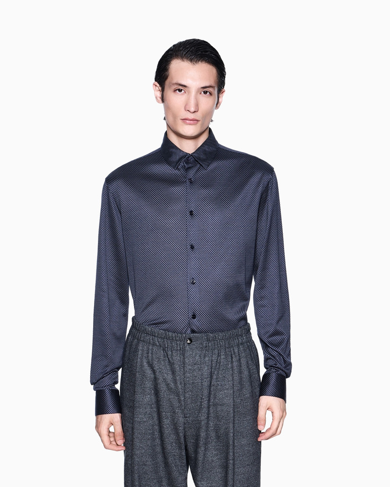 GIORGIO ARMANI SLIM-FIT MICRO-JACQUARD SILK AND COTTON JERSEY SHIRT outlook