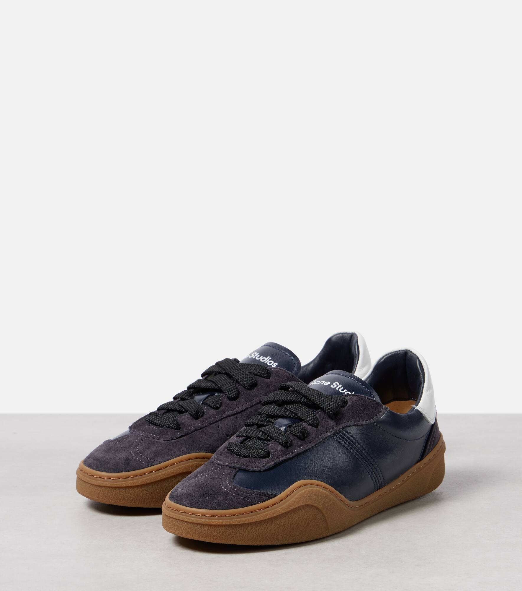 Logo suede-trimmed sneakers - 5