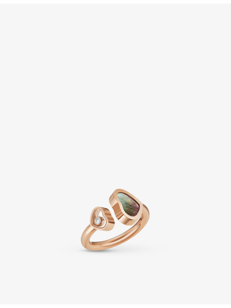 Happy Hearts 18ct rose-gold, 0.04ct diamond and mother-of-pearl ring 1