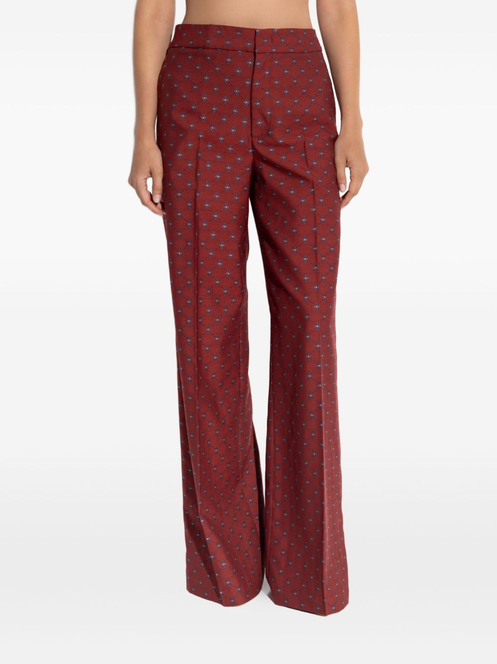 jacquard-pattern flared trousers - 3