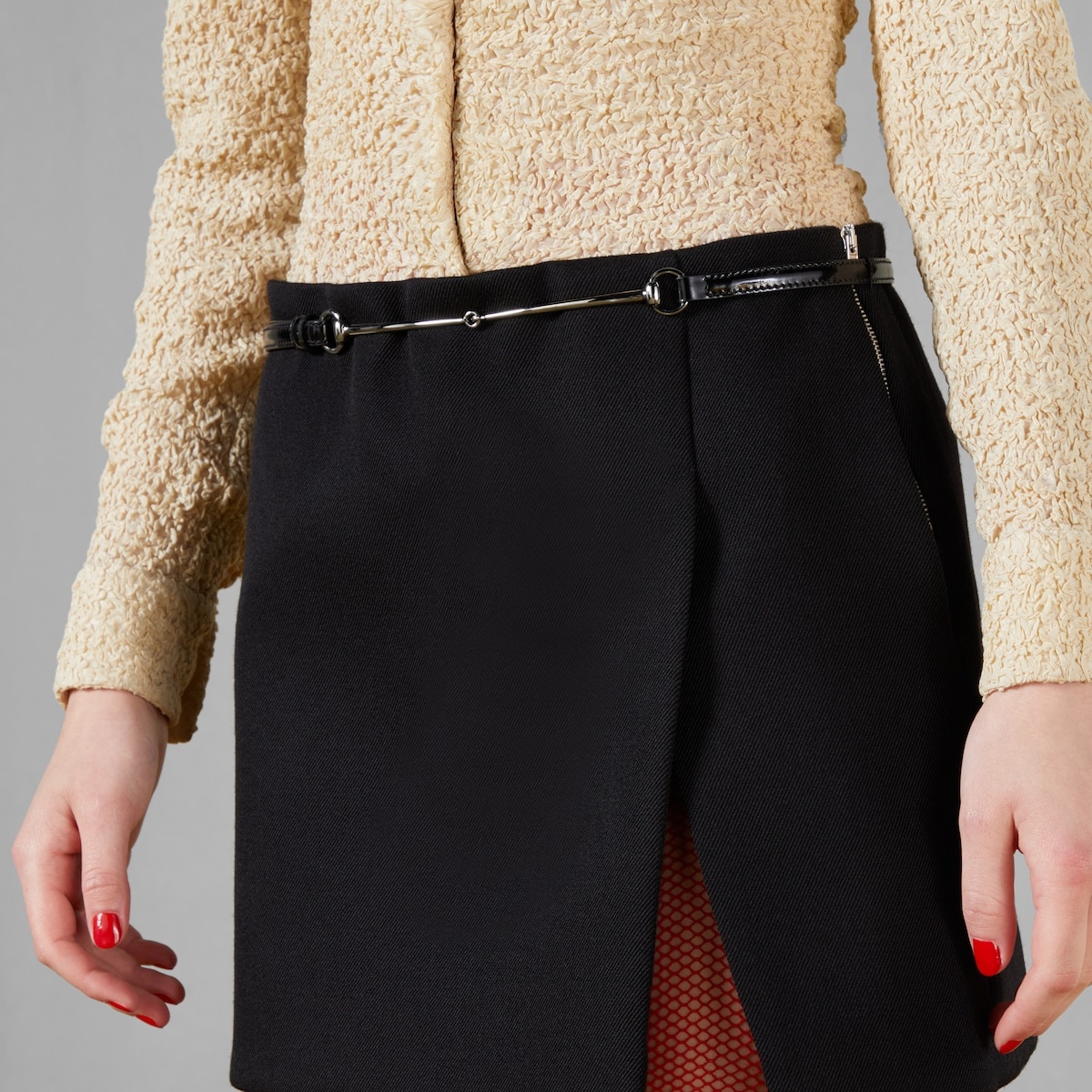 Silk wool mini skirt with Horsebit - 3