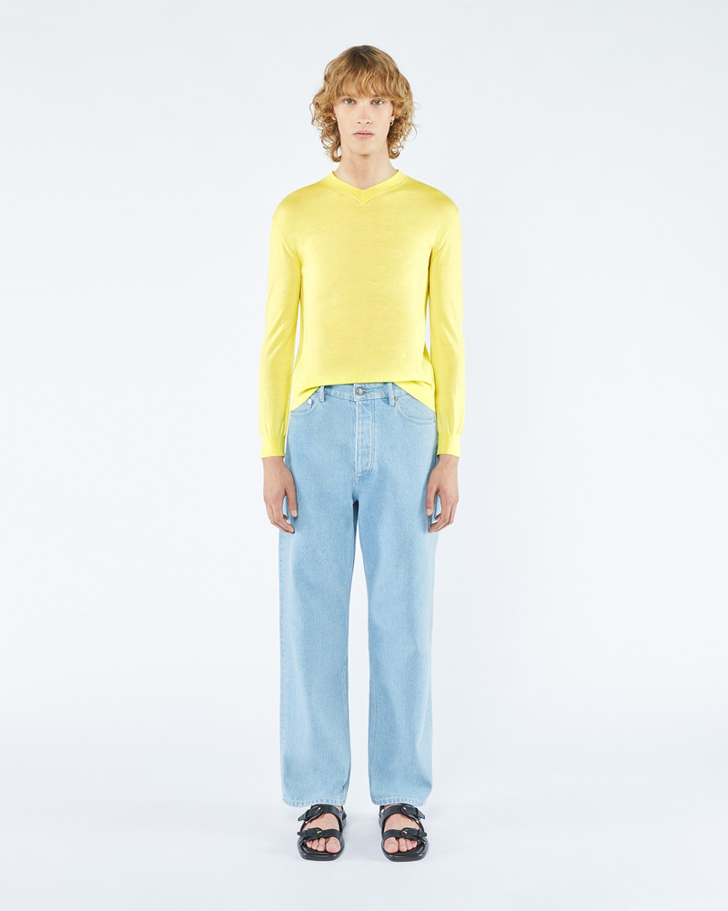 KODI - Merino wool V-neck sweater - Lime 1