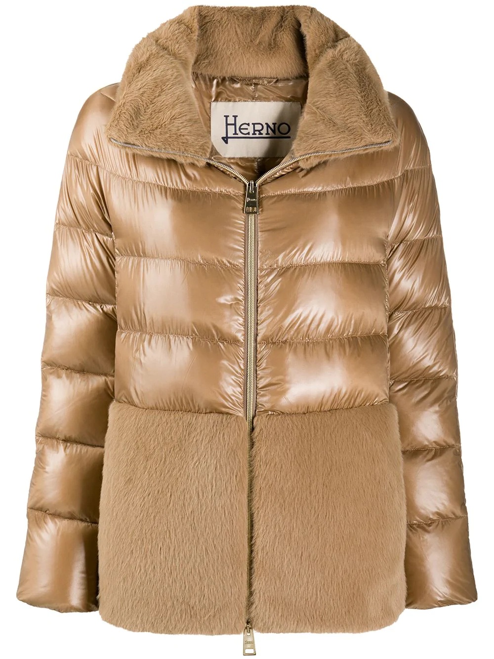 panelled high-neck puffer jacket - 1