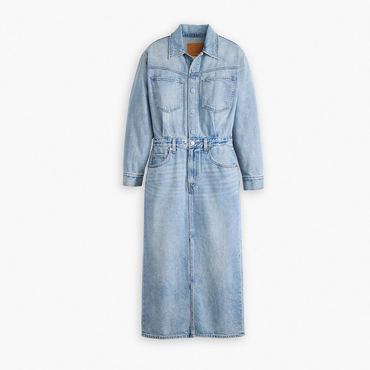 DENIM MIDI SHIRT DRESS - 1