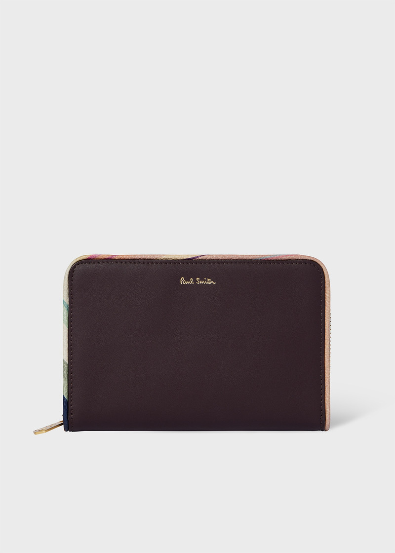 Women's Burgundy 'Faded Swirl' Trim Medium Zip Around Purse 1